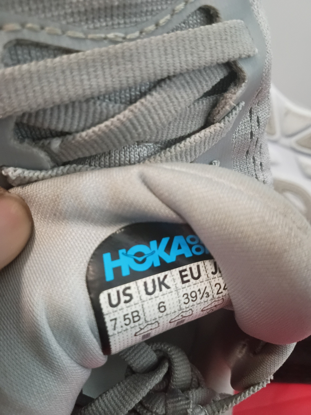 HOKA Womens Light Gray and Pink Running Shoe - Picture 7 of 7